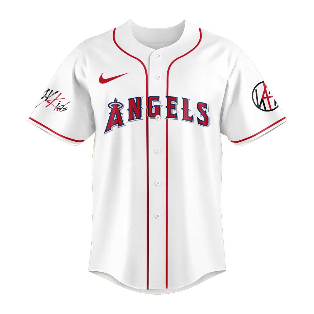 Los Angeles Angels x Stray Kids DomiATE Word Tour Signature Baseball Jersey Los Angeles Angels x Stray Kids DomiATE Word Tour Signature Baseball Jersey