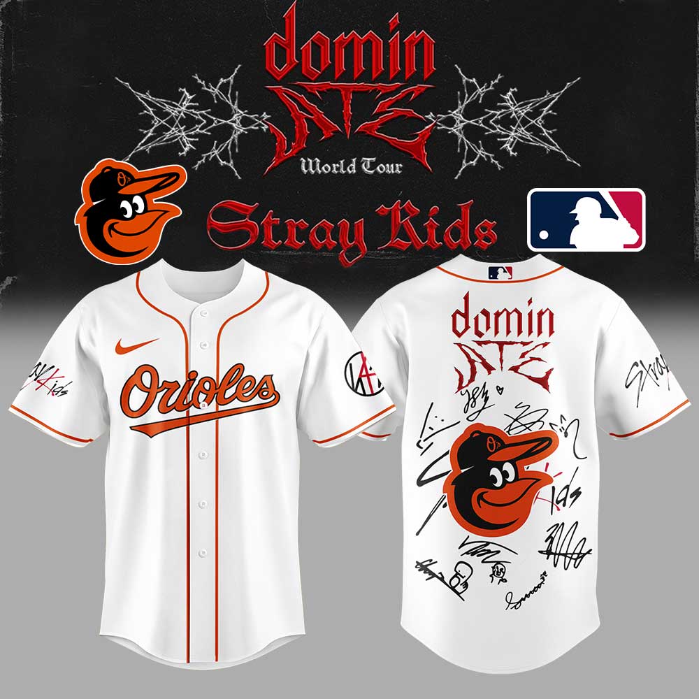 Baltimore Orioles x Stray Kids DomiATE Word Tour Signature Baseball Jersey Baltimore Orioles x Stray Kids DomiATE Word Tour Signature Baseball Jersey