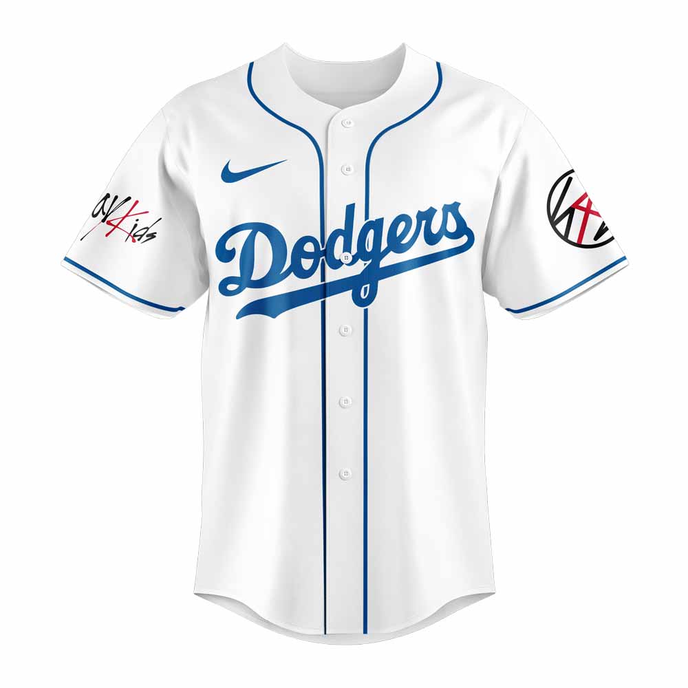 Los Angeles Dodgers x Stray Kids DomiATE Word Tour Signature Baseball Jersey Los Angeles Dodgers x Stray Kids DomiATE Word Tour Signature Baseball Jersey