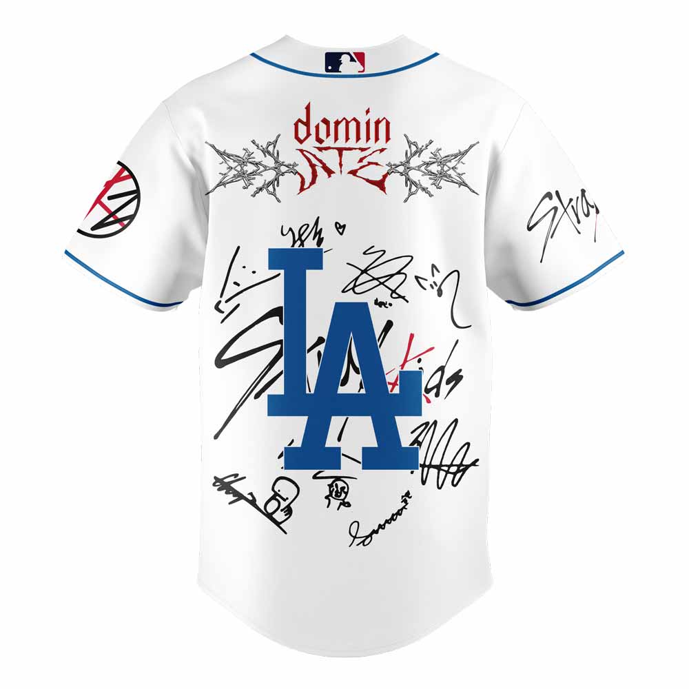 Los Angeles Dodgers x Stray Kids DomiATE Word Tour Signature Baseball Jersey Los Angeles Dodgers x Stray Kids DomiATE Word Tour Signature Baseball Jersey