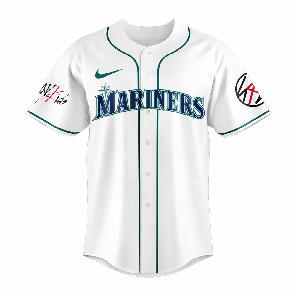 Seattle Mariners x Stray Kids DomiATE Word Tour Signature Baseball Jersey Seattle Mariners x Stray Kids DomiATE Word Tour Signature Baseball Jersey