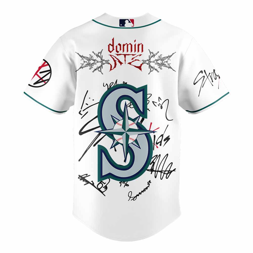 Seattle Mariners x Stray Kids DomiATE Word Tour Signature Baseball Jersey Seattle Mariners x Stray Kids DomiATE Word Tour Signature Baseball Jersey