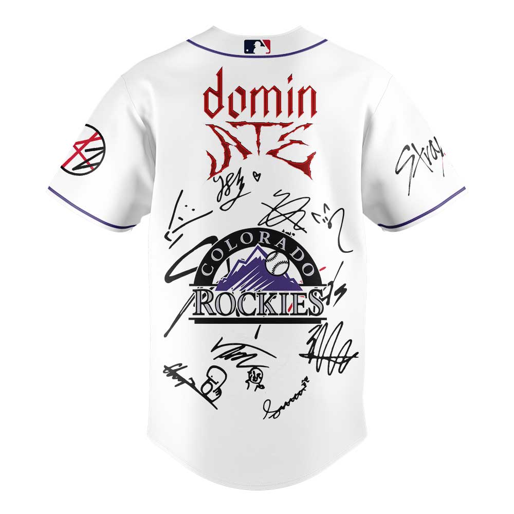 Colorado Rockies x Stray Kids DomiATE Word Tour Signature Baseball Jersey Colorado Rockies x Stray Kids DomiATE Word Tour Signature Baseball Jersey