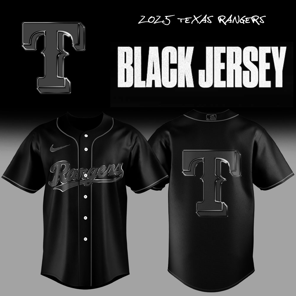 Texas Rangers MLB x Back In Black 2025 Jersey Texas Rangers MLB x Back In Black 2025 Jersey