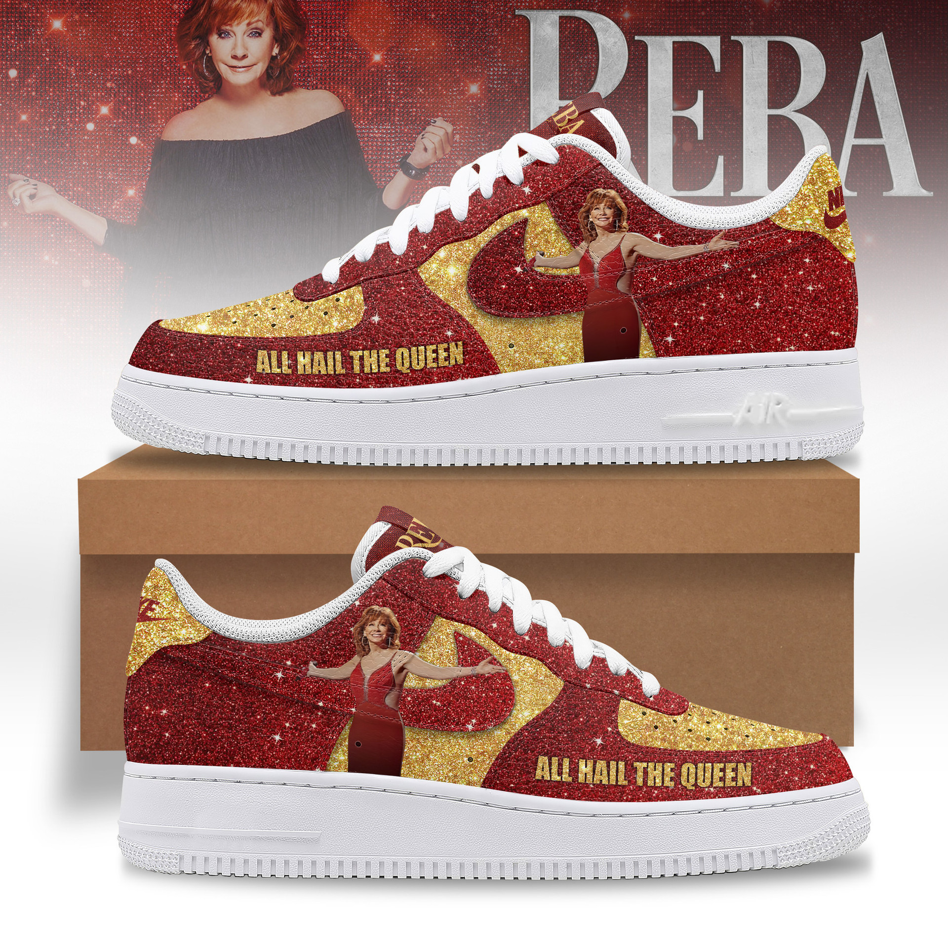 Reba McEntire 50th Anniversary All Hail The Quuen Nike Air Force 1 Reba McEntire 50th Anniversary All Hail The Quuen Nike Air Force 1