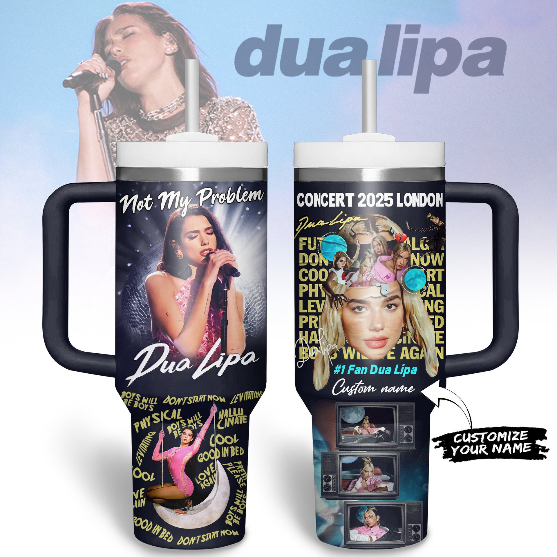Dua Lipa Concert 2025 Custom For Fan! Stanley Tumbler Dua Lipa Concert 2025 Custom For Fan! Stanley Tumbler