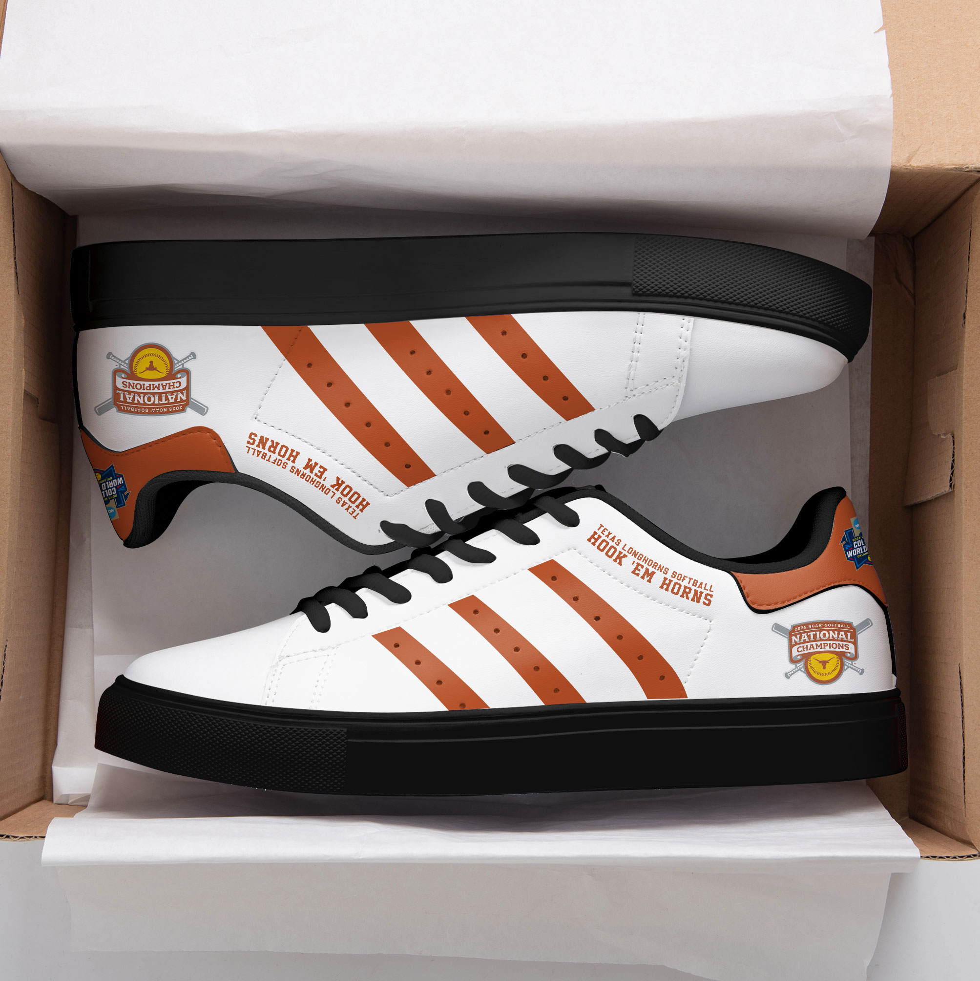Texas Longhorns Softball National Champions 2025 "Hook em Horn" Stan Smith Shoes Texas Longhorns Softball National Champions 2025 "Hook em Horn" Stan Smith Shoes