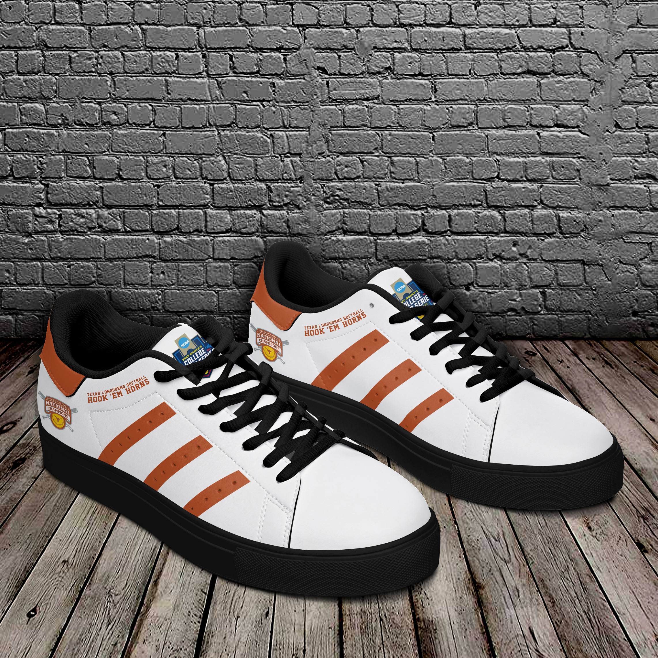 Texas Longhorns Softball National Champions 2025 "Hook em Horn" Stan Smith Shoes Texas Longhorns Softball National Champions 2025 "Hook em Horn" Stan Smith Shoes
