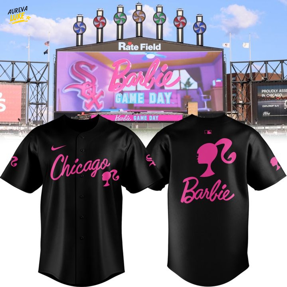 Chicago White Sox x Barbie 2025 Black Baseball Jersey Chicago White Sox x Barbie 2025 Black Baseball Jersey