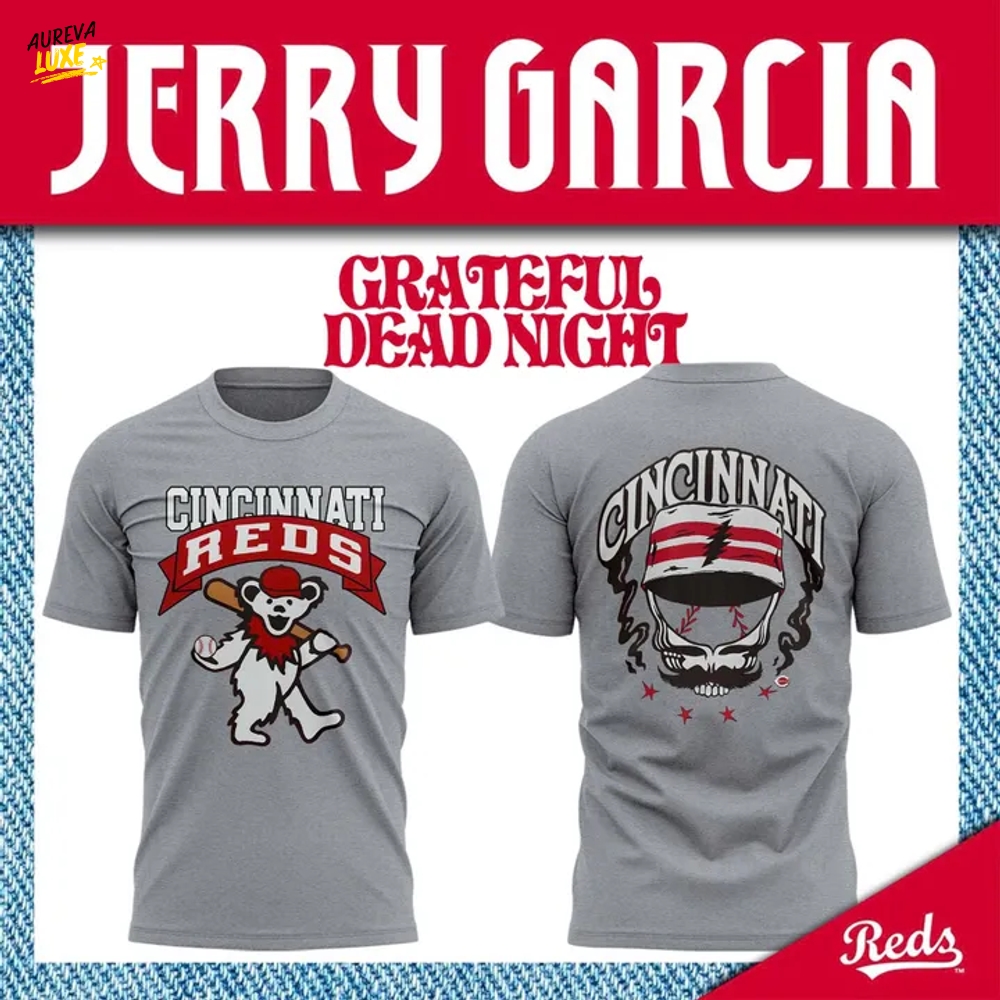 Cincinnati Reds x Grateful Dead Night Special Gray Tee Cincinnati Reds x Grateful Dead Night Special Gray Tee