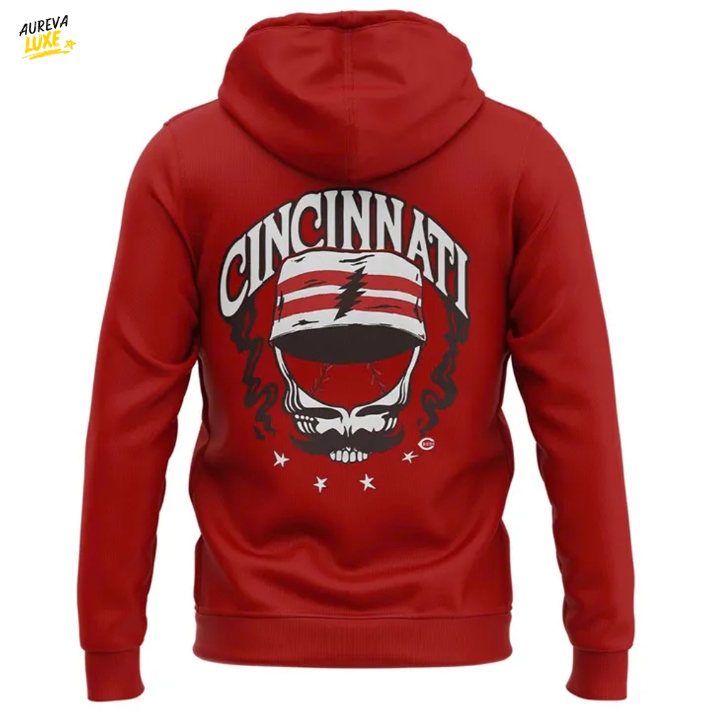 Cincinnati Reds x Grateful Dead Night Special Red Hoodie Cincinnati Reds x Grateful Dead Night Special Red Hoodie