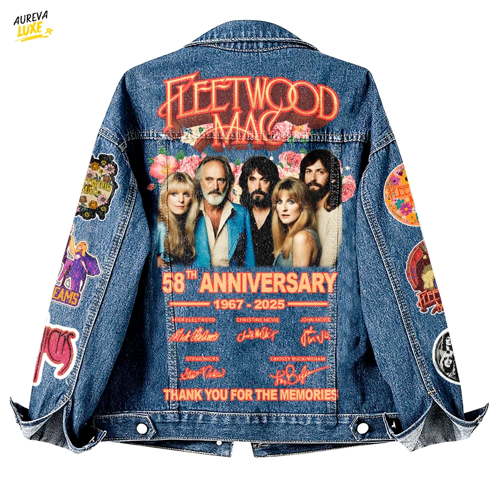 Fleetwood Mac "58TH ANNIVERSARY" 1967 - 2025 Denim Jacket Fleetwood Mac "58TH ANNIVERSARY" 1967 - 2025 Denim Jacket