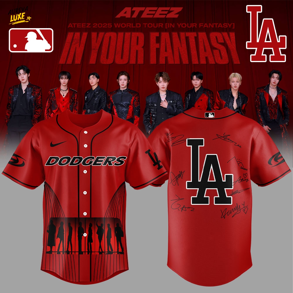 Los Angeles Dodgers ATEEZ World Tour Signature Limited Edition Red Jersey Los Angeles Dodgers ATEEZ World Tour Signature Limited Edition Red Jersey