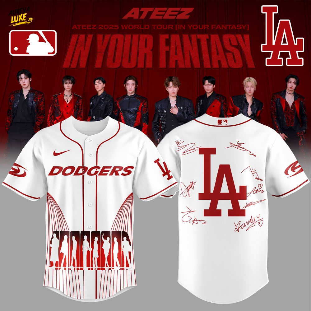 Los Angeles Dodgers ATEEZ World Tour Signature Limited Edition White Jersey Los Angeles Dodgers ATEEZ World Tour Signature Limited Edition White Jersey
