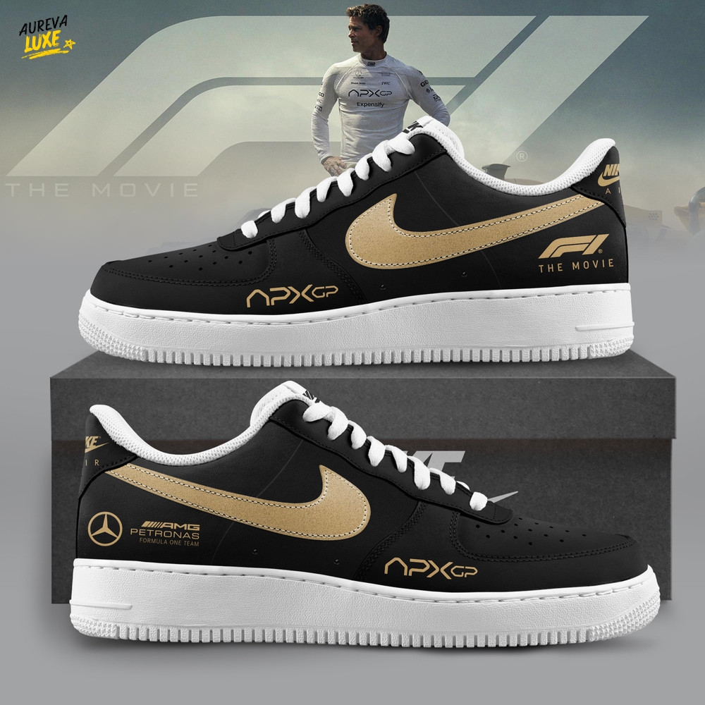 Mercedes F1 Team x F1 The Movie 2025 APXGP Brad Pitt Air Force 1 Sneaker - Black Limited Edition Mercedes F1 Team x F1 The Movie 2025 APXGP Brad Pitt Air Force 1 Sneaker - Black Limited Edition