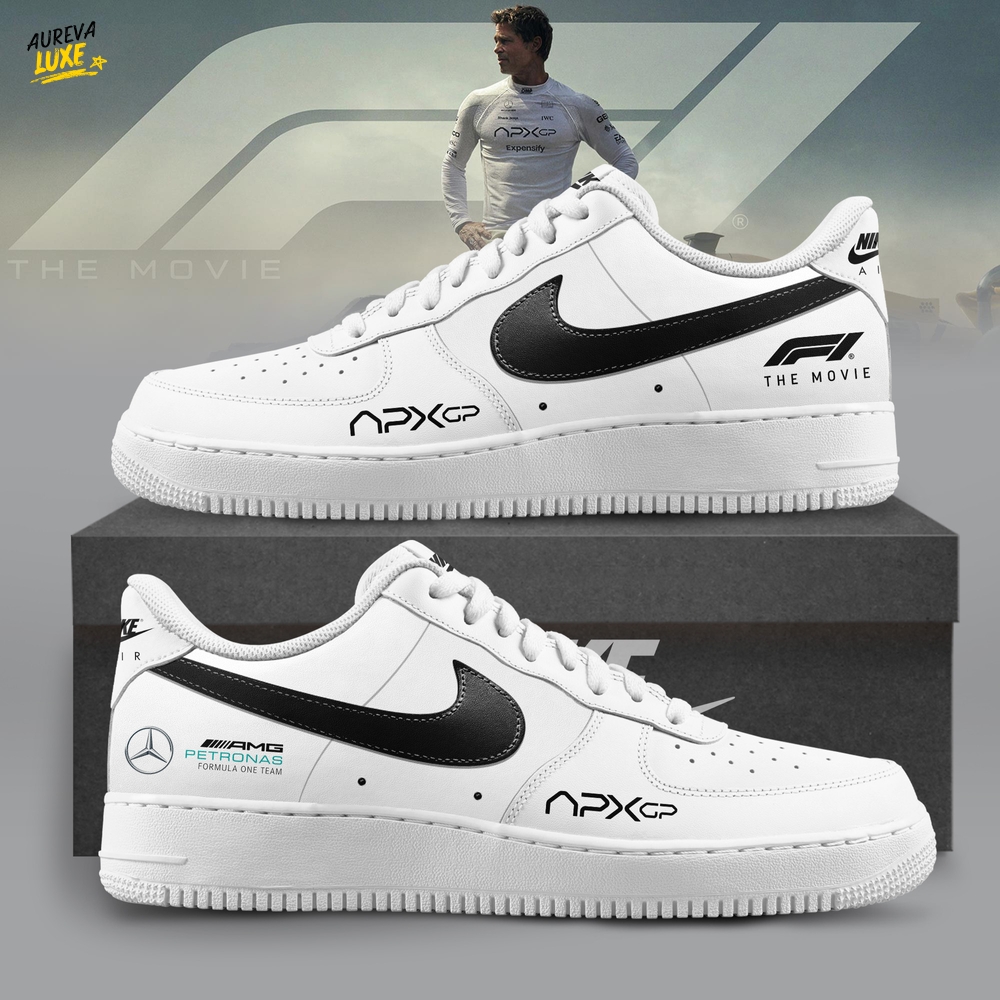 Mercedes F1 Team x F1 The Movie 2025 APXGP Brad Pitt Air Force 1 Sneaker - White Limited Edition Mercedes F1 Team x F1 The Movie 2025 APXGP Brad Pitt Air Force 1 Sneaker - White Limited Edition