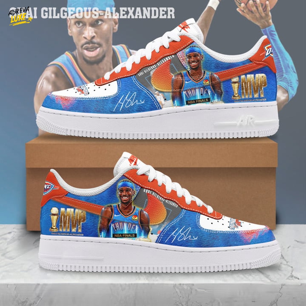 Oklahoma City Thunder Shai Gilgeous-Alexander MVP Special Air Force 1 Sneaker Oklahoma City Thunder Shai Gilgeous-Alexander MVP Special Air Force 1 Sneaker