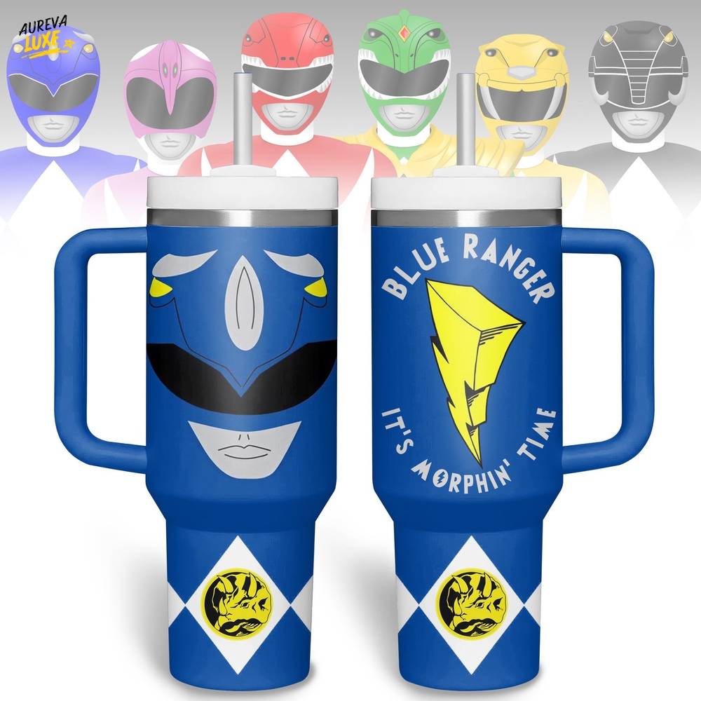 Power Rangers "It's Morphin' Time" Special Blue Tumbler 40oz with Handle Power Rangers "It's Morphin' Time" Special Blue Tumbler 40oz with Handle