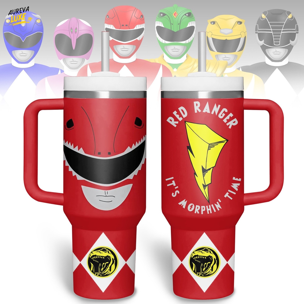 Power Rangers "It's Morphin' Time" Special Red Tumbler 40oz with Handle Power Rangers "It's Morphin' Time" Special Red Tumbler 40oz with Handle