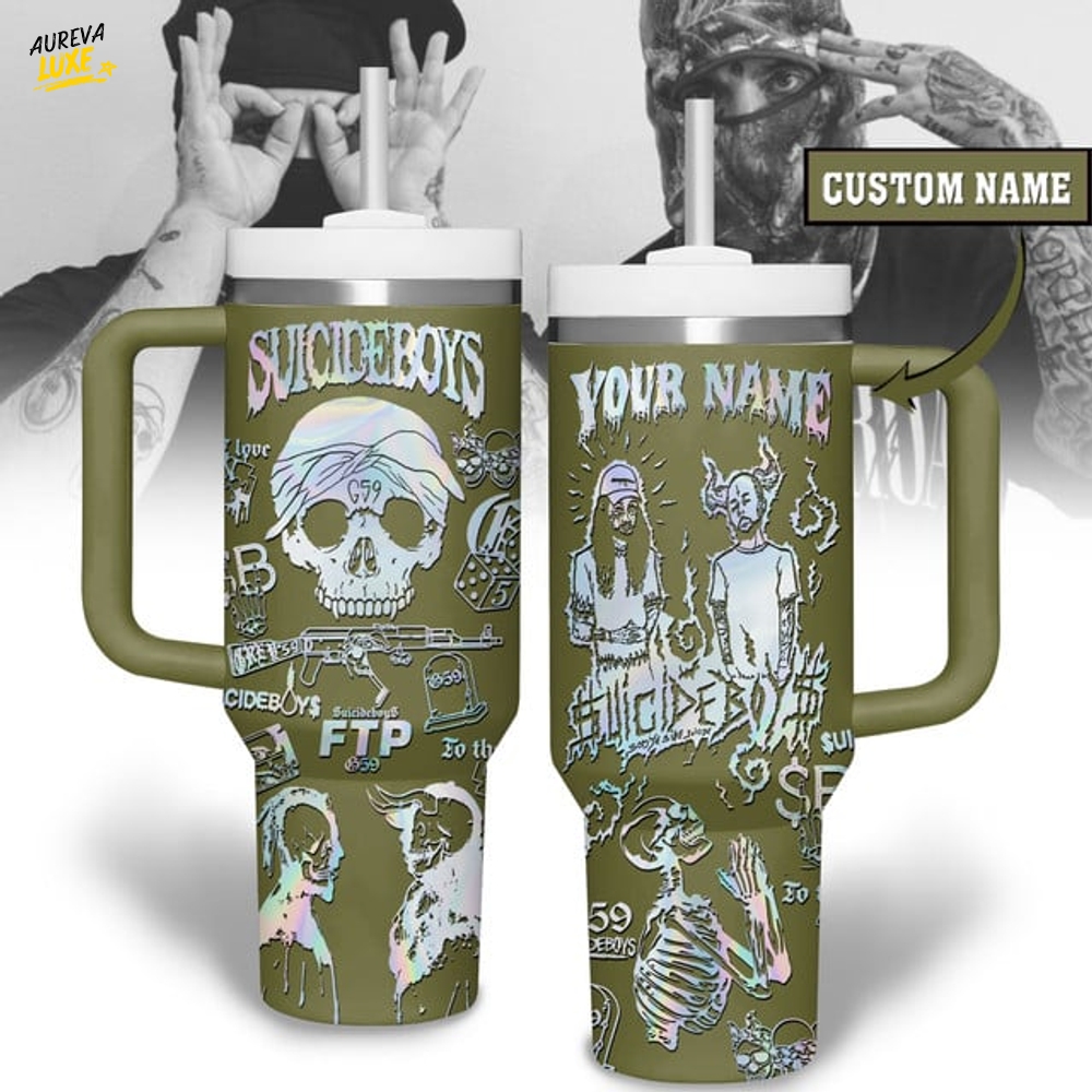 Suicideboys Grey Day Tour 2025 Stanley Tumbler With Handle 40oz Suicideboys Grey Day Tour 2025 Stanley Tumbler With Handle 40oz