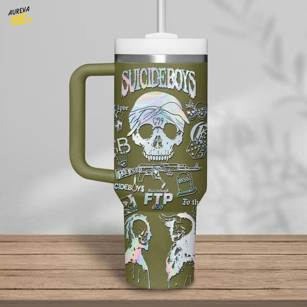Suicideboys Grey Day Tour 2025 Stanley Tumbler With Handle 40oz Suicideboys Grey Day Tour 2025 Stanley Tumbler With Handle 40oz