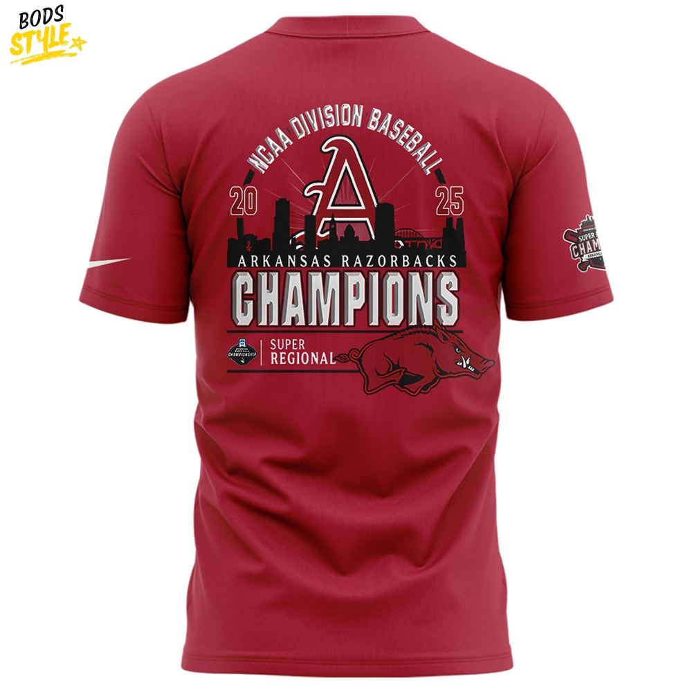 Arkansas Razorback "OMAHOGS" 2025 Super Regionals Champions T-shirt Arkansas Razorback "OMAHOGS" 2025 Super Regionals Champions T-shirt