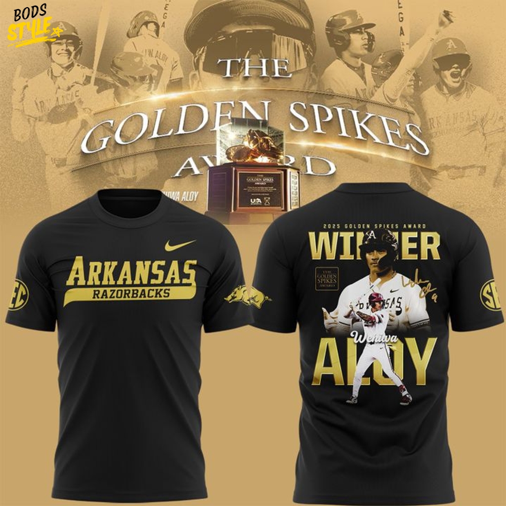 Arkansas Razorbacks Wehiwa Kapahulehua Aloy 2025 Golden Spikes Award Winner T-shirt Arkansas Razorbacks Wehiwa Kapahulehua Aloy 2025 Golden Spikes Award Winner T-shirt