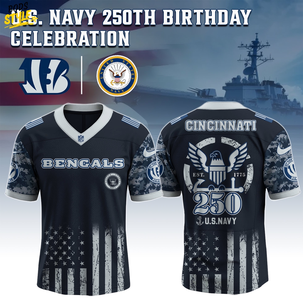 Cincinnati Bengals NFL x 250 U.S. Navy 250th Birthday Celebration Jersey Cincinnati Bengals NFL x 250 U.S. Navy 250th Birthday Celebration Jersey