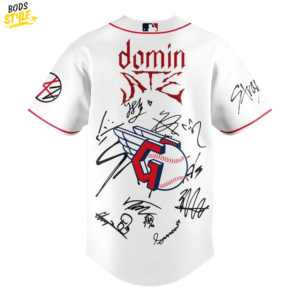 Cleveland Guardians x Stray Kids DomiATE Word Tour Signature Baseball Jersey Cleveland Guardians x Stray Kids DomiATE Word Tour Signature Baseball Jersey