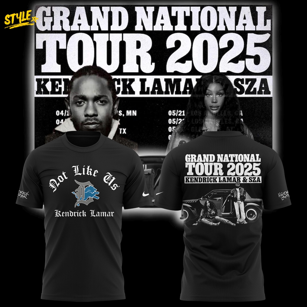 Detroit Lions x Kendrick Lamar & SZA "Grand National Tour 2025" Black T-shirt Detroit Lions x Kendrick Lamar & SZA "Grand National Tour 2025" Black T-shirt