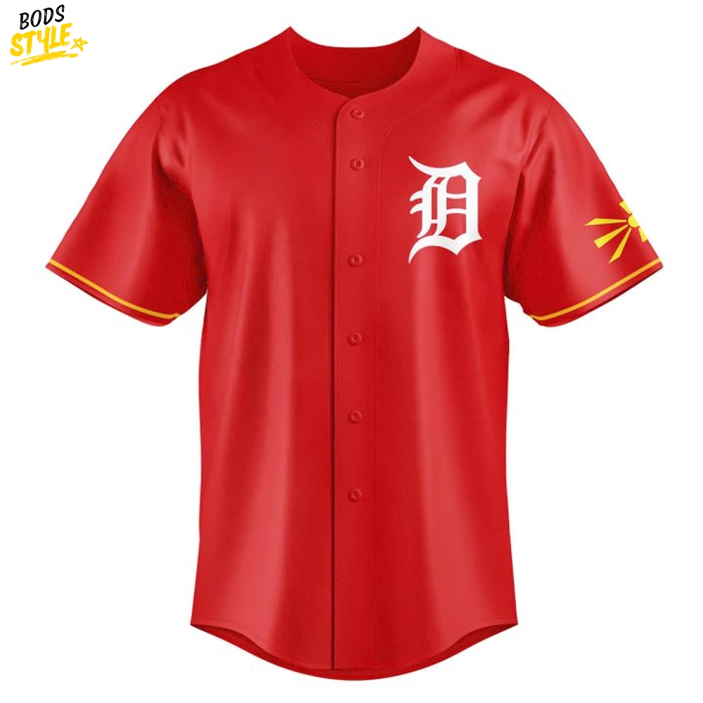 Detroit Tigers Macedonian Heritage Night 2025 Custom Baseball Jersey Detroit Tigers Macedonian Heritage Night 2025 Custom Baseball Jersey