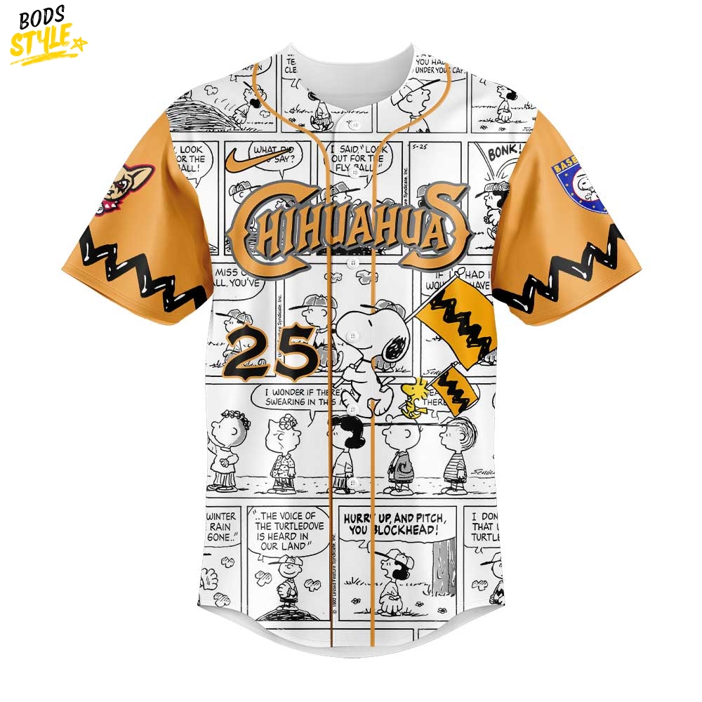 El Paso Chihuahuas 75th Anniversary of Peanuts Special Baseball Jersey El Paso Chihuahuas 75th Anniversary of Peanuts Special Baseball Jersey