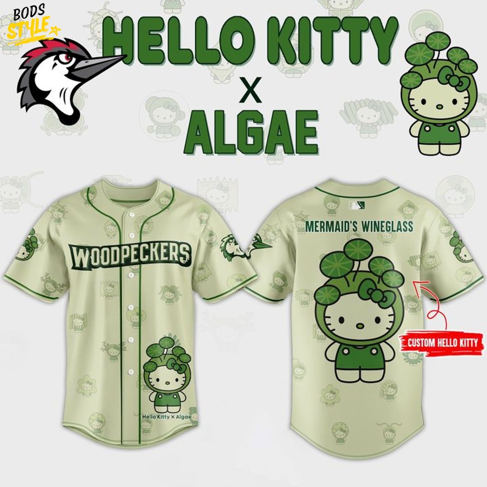 Fayetteville Woodpeckers x Algae Hello Kitty Baseball Jersey Fayetteville Woodpeckers x Algae Hello Kitty Baseball Jersey