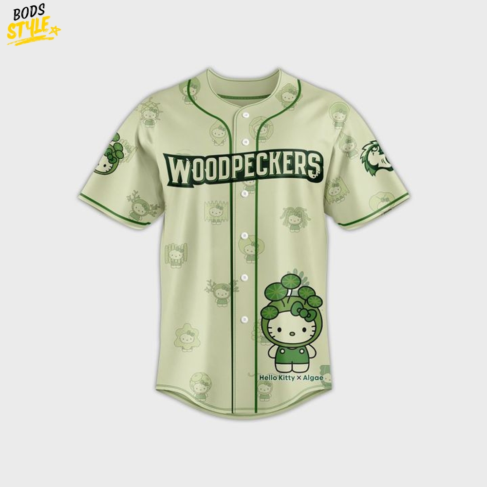 Fayetteville Woodpeckers x Algae Hello Kitty Baseball Jersey Fayetteville Woodpeckers x Algae Hello Kitty Baseball Jersey