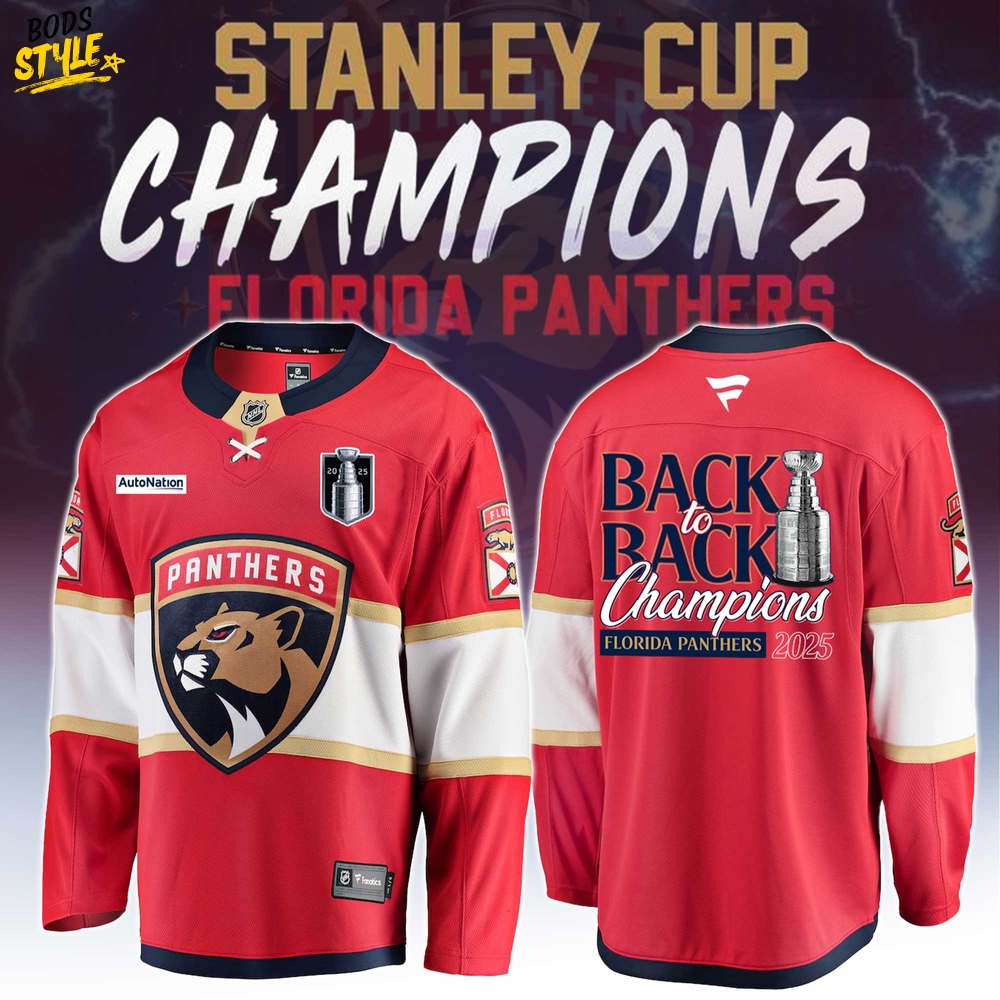 Florida Panthers 2025 Back-to-Back Stanley Cup Champions Hockey Jersey Florida Panthers 2025 Back-to-Back Stanley Cup Champions Hockey Jersey