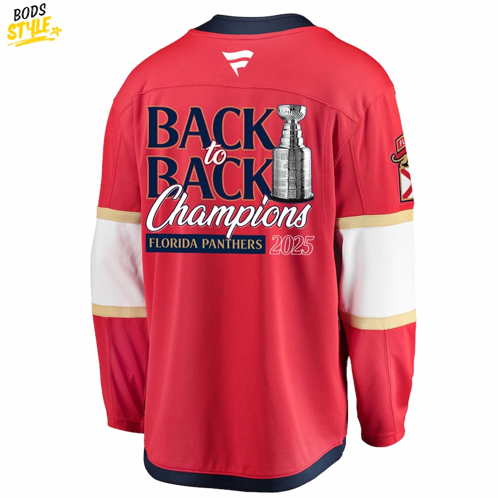 Florida Panthers 2025 Back-to-Back Stanley Cup Champions Hockey Jersey Florida Panthers 2025 Back-to-Back Stanley Cup Champions Hockey Jersey
