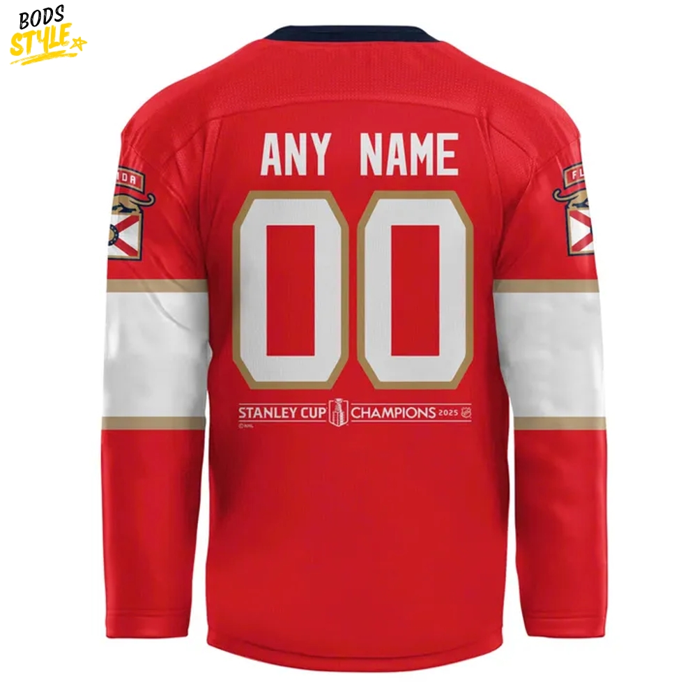 Florida Panthers 2025 Stanley Cup Champions Custom Red Hockey Jersey Florida Panthers 2025 Stanley Cup Champions Custom Red Hockey Jersey