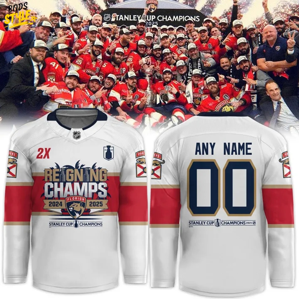 Florida Panthers 2025 Stanley Cup Champions Custom White Hockey Jersey Florida Panthers 2025 Stanley Cup Champions Custom White Hockey Jersey