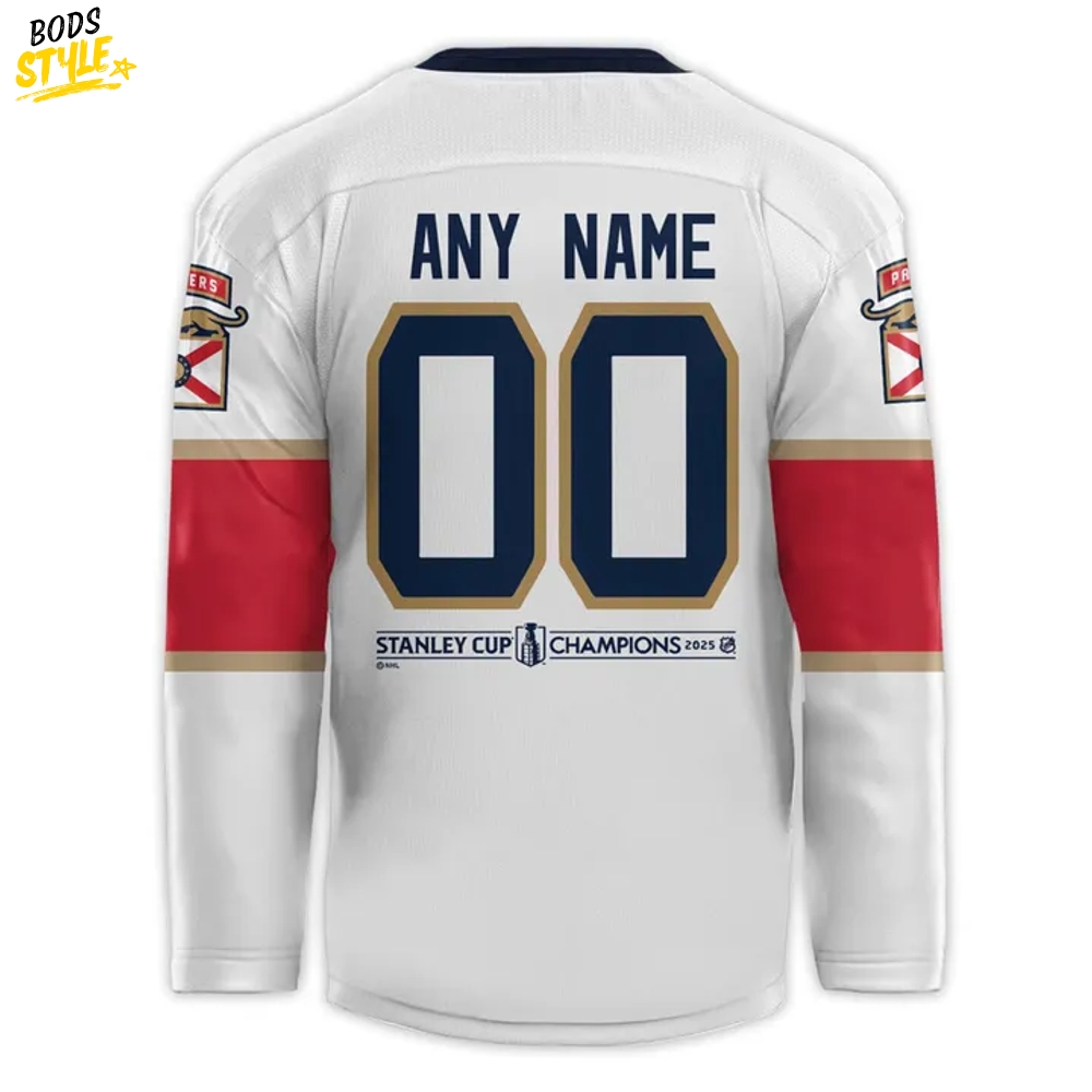Florida Panthers 2025 Stanley Cup Champions Custom White Hockey Jersey Florida Panthers 2025 Stanley Cup Champions Custom White Hockey Jersey