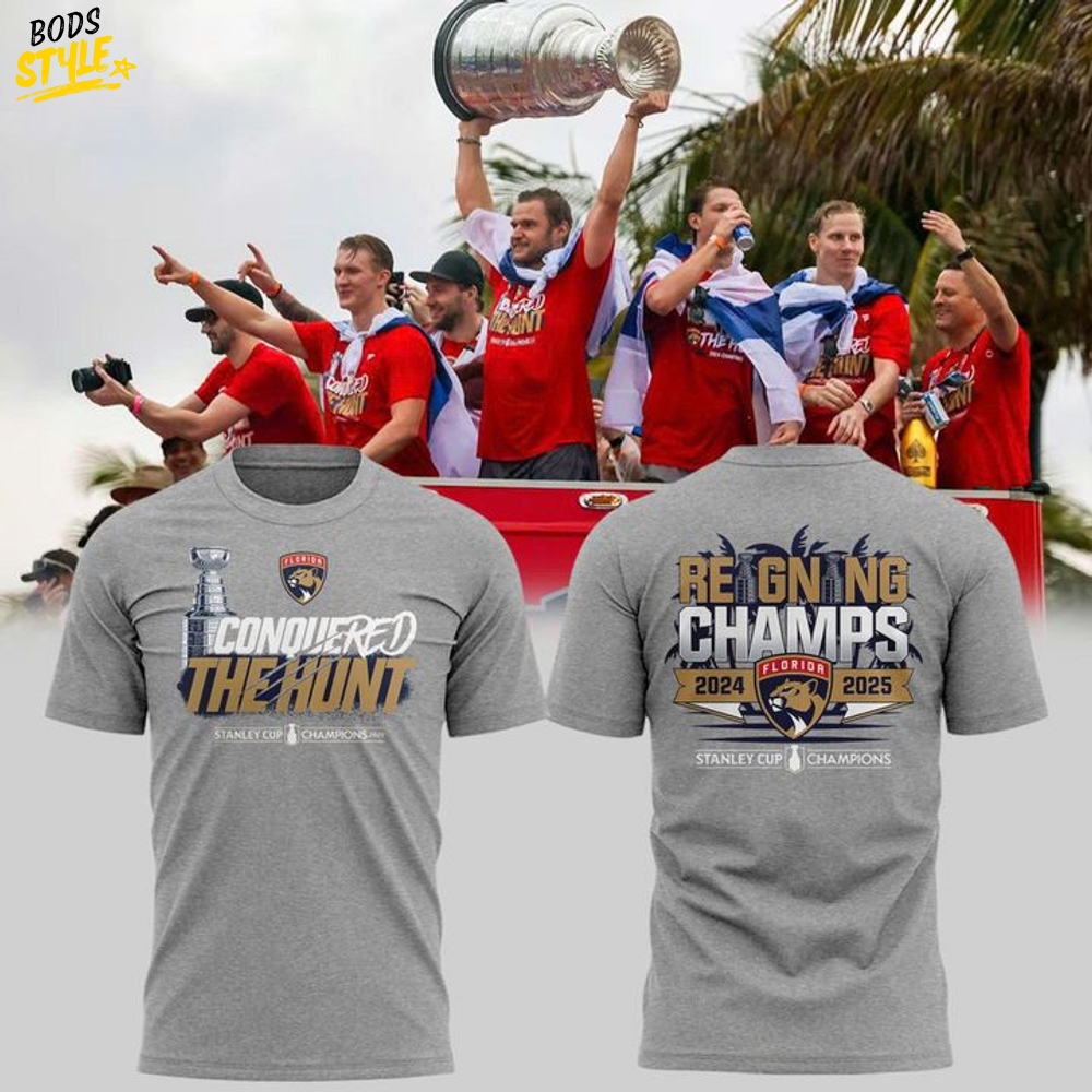 Florida Panthers 2025 Stanley Cup Champs Panthers Gray T-Shirt Florida Panthers 2025 Stanley Cup Champs Panthers Gray T-Shirt