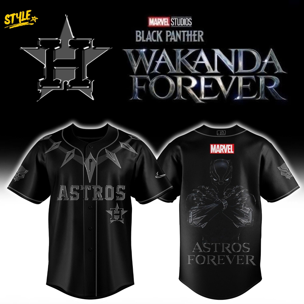 Houston Astros x Black Panther "Wakanda Forever" Special Baseball Jersey Houston Astros x Black Panther "Wakanda Forever" Special Baseball Jersey