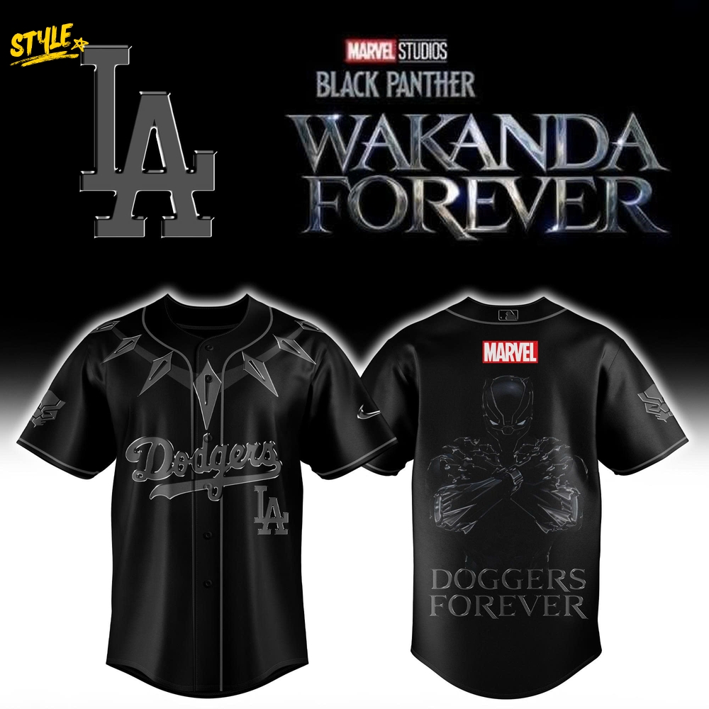 Los Angeles Dodgers x Black Panther "Wakanda Forever" Special Baseball Jersey Los Angeles Dodgers x Black Panther "Wakanda Forever" Special Baseball Jersey