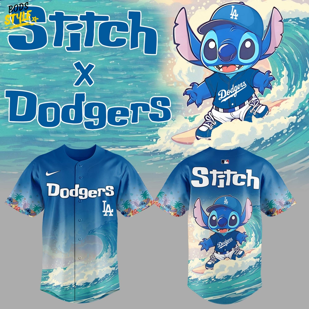 Los Angeles Dodgers x Stitch Surfing Special Baseball Jersey Los Angeles Dodgers x Stitch Surfing Special Baseball Jersey