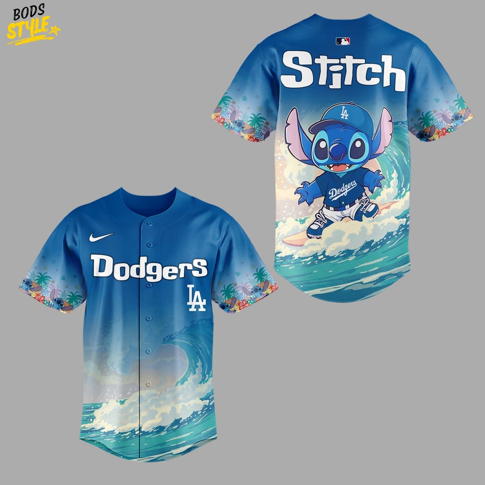 Los Angeles Dodgers x Stitch Surfing Special Baseball Jersey Los Angeles Dodgers x Stitch Surfing Special Baseball Jersey