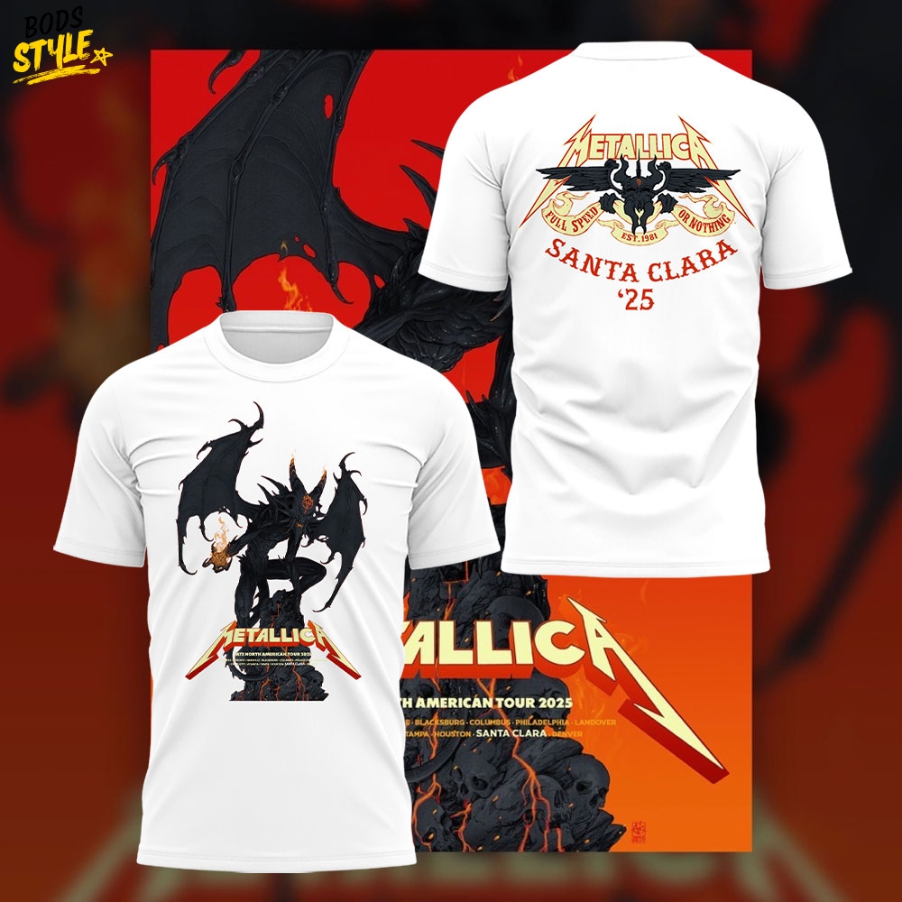 Metallica M72 World Tour M72SantaClara White Tee Metallica M72 World Tour M72SantaClara White Tee