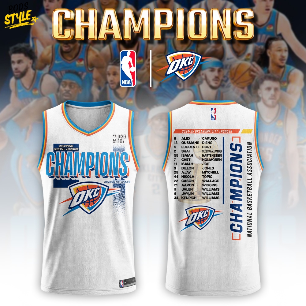 Oklahoma City Thunder 2025 NBA Champions White Basketball Jersey Oklahoma City Thunder 2025 NBA Champions White Basketball Jersey