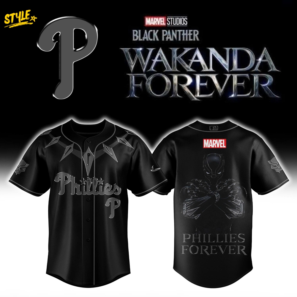 Philadelphia Phillies x Black Panther "Wakanda Forever" Special Baseball Jersey Philadelphia Phillies x Black Panther "Wakanda Forever" Special Baseball Jersey