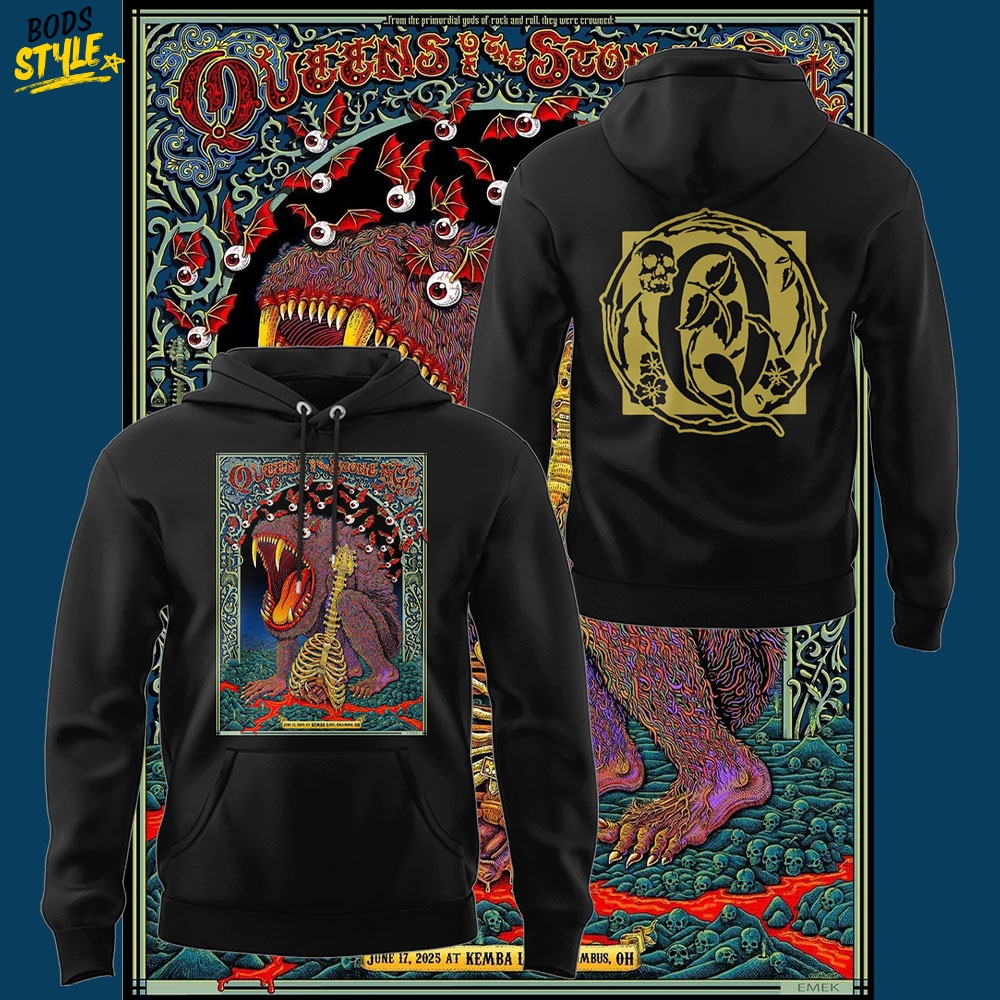 Queens of the Stone Age World Tour 2025 In Columbus Special Black Hoodie Queens of the Stone Age World Tour 2025 In Columbus Special Black Hoodie