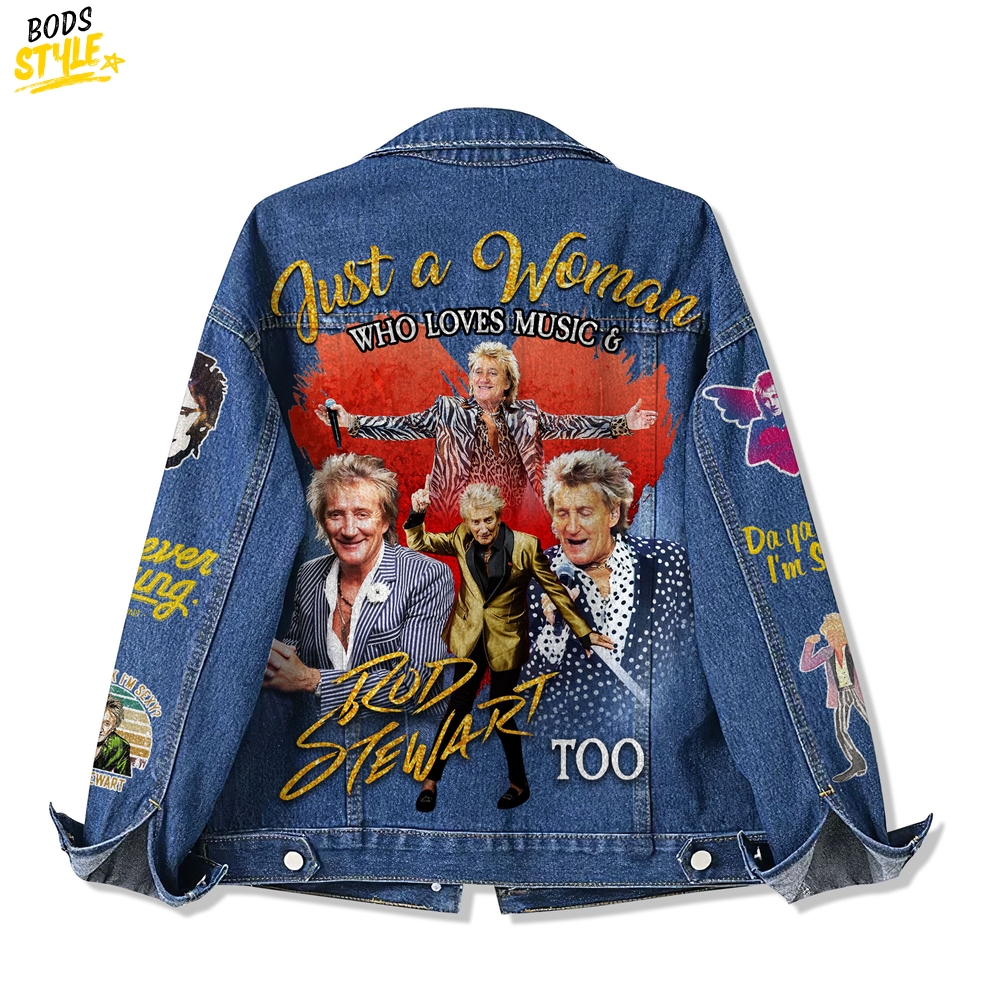 Rod Stewart Just a Woman Who Love Music Denim Jacket Rod Stewart Just a Woman Who Love Music Denim Jacket