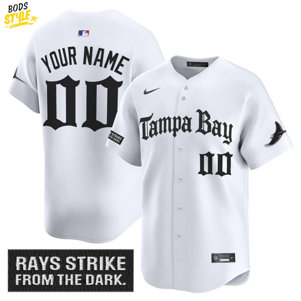 Tampa Bay Rays 'Gothic Deepwater Edition' Custom White Baseball Jersey Tampa Bay Rays 'Gothic Deepwater Edition' Custom White Baseball Jersey
